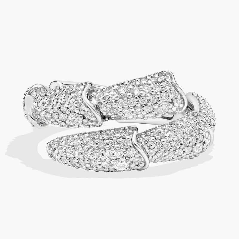 Pave Snake Layered Ring in 14k White Gold (1 1/2 Ct. Tw.)