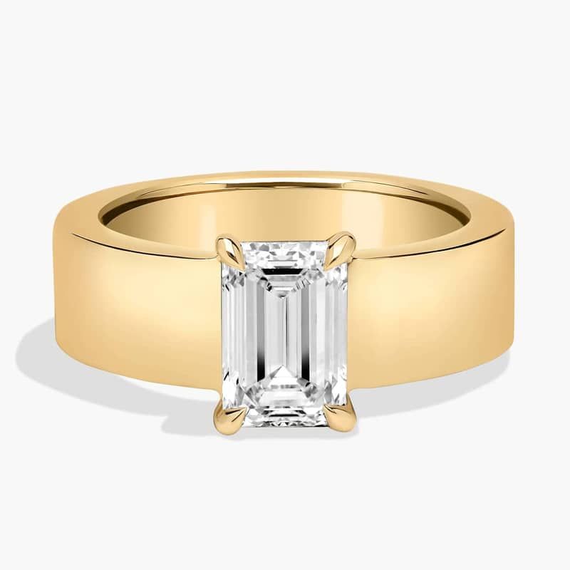 Lab Grown Emerald Cut Diamond Wide Solitaire Ring in 14K Yellow Gold (2 Ct. Tw.)