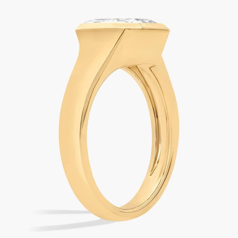 Lab Grown Radiant Cut Diamond Bezel Ring in 14K Yellow Gold (2 Ct. Tw.)