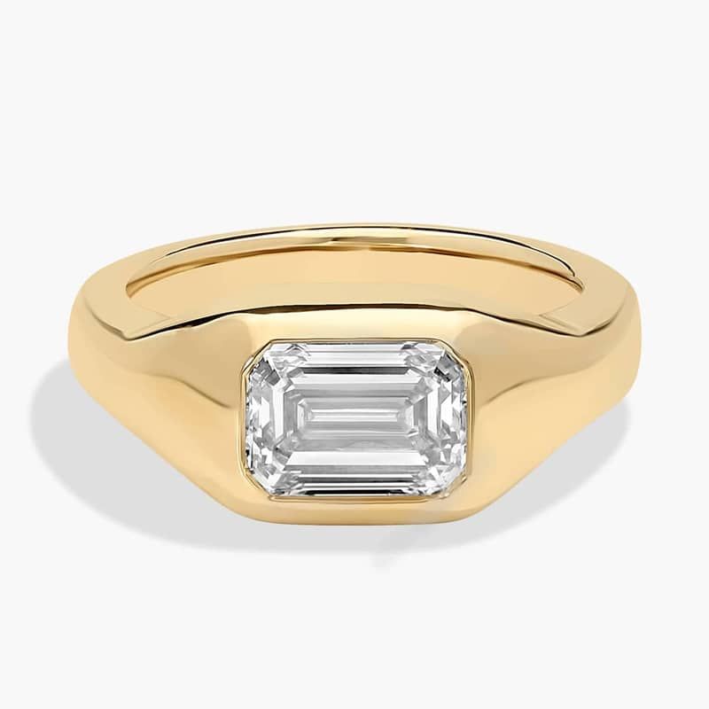 Lab Grown East-West Emerald Cut Diamond Ring in 14K Yellow Gold (2 Ct. Tw.)