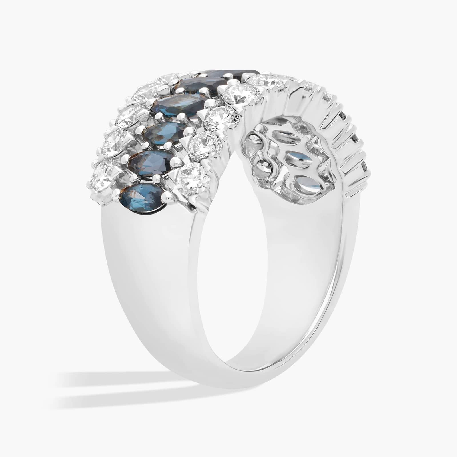Marquise London Blue Topaz and Diamond Band in 14K White Gold