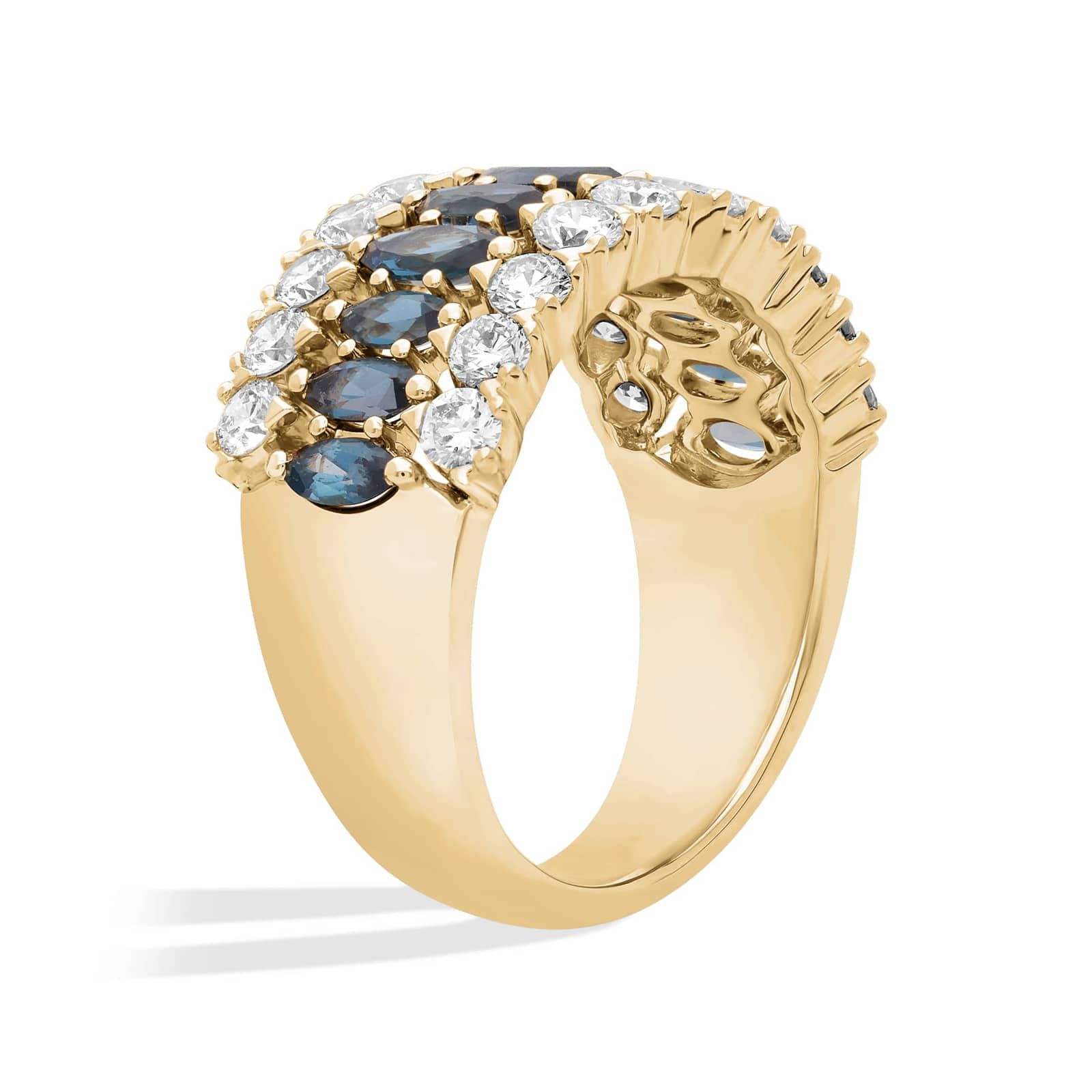 Marquise London Blue Topaz and Diamond Band in 14K Yellow Gold