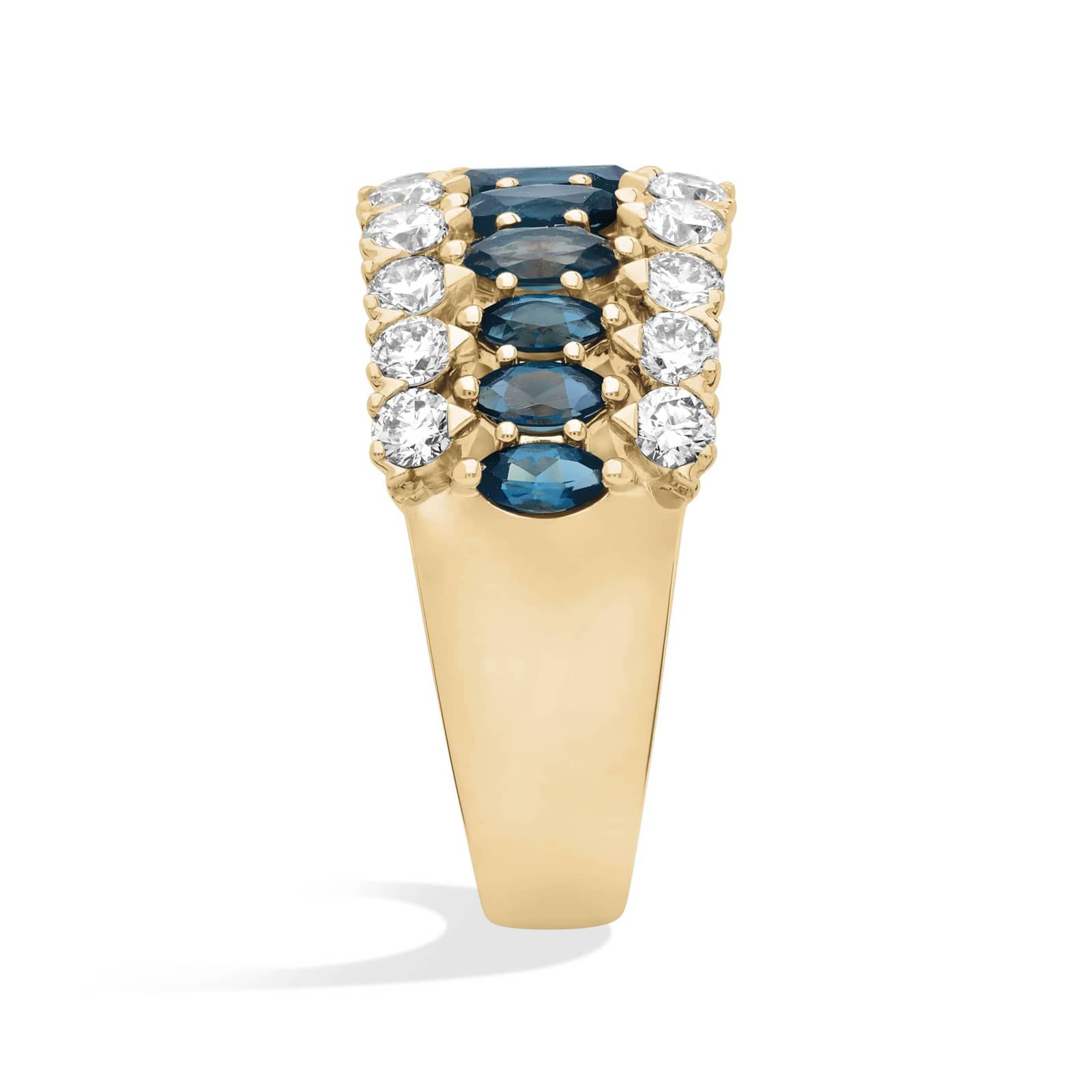 Marquise London Blue Topaz and Diamond Band in 14K Yellow Gold