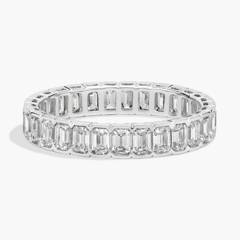 Emerald Cut Diamond Partial Bezel Eternity Ring in 14k White Gold (2 Ct. Tw.)