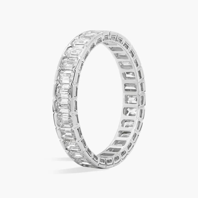 Emerald Cut Diamond Partial Bezel Eternity Ring in 14k White Gold (2 Ct. Tw.)
