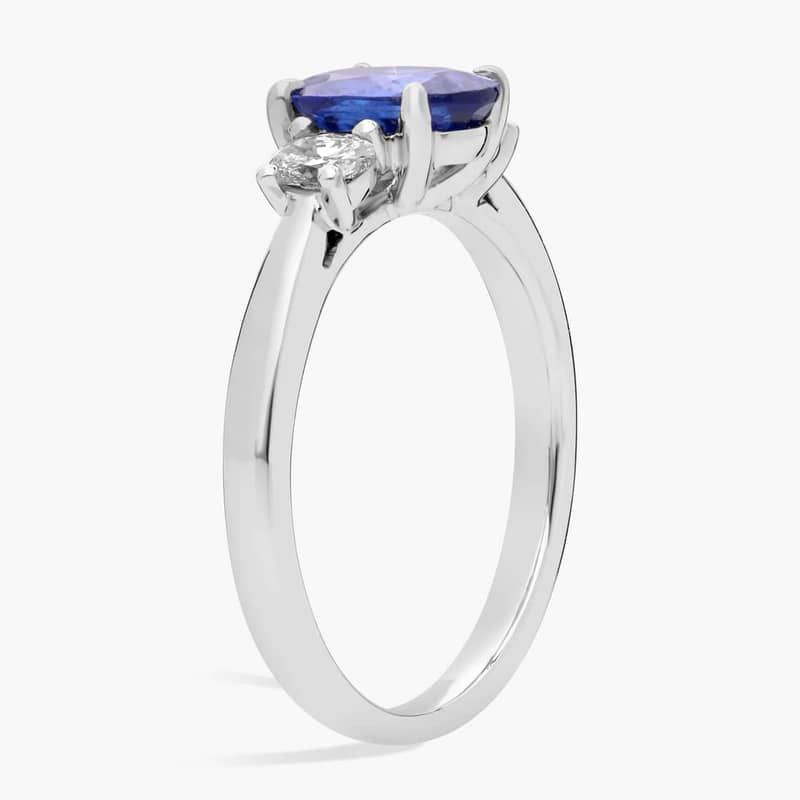 Oval Sapphire and Diamond Side Stone Preset Ring in Platinum (8x6mm)