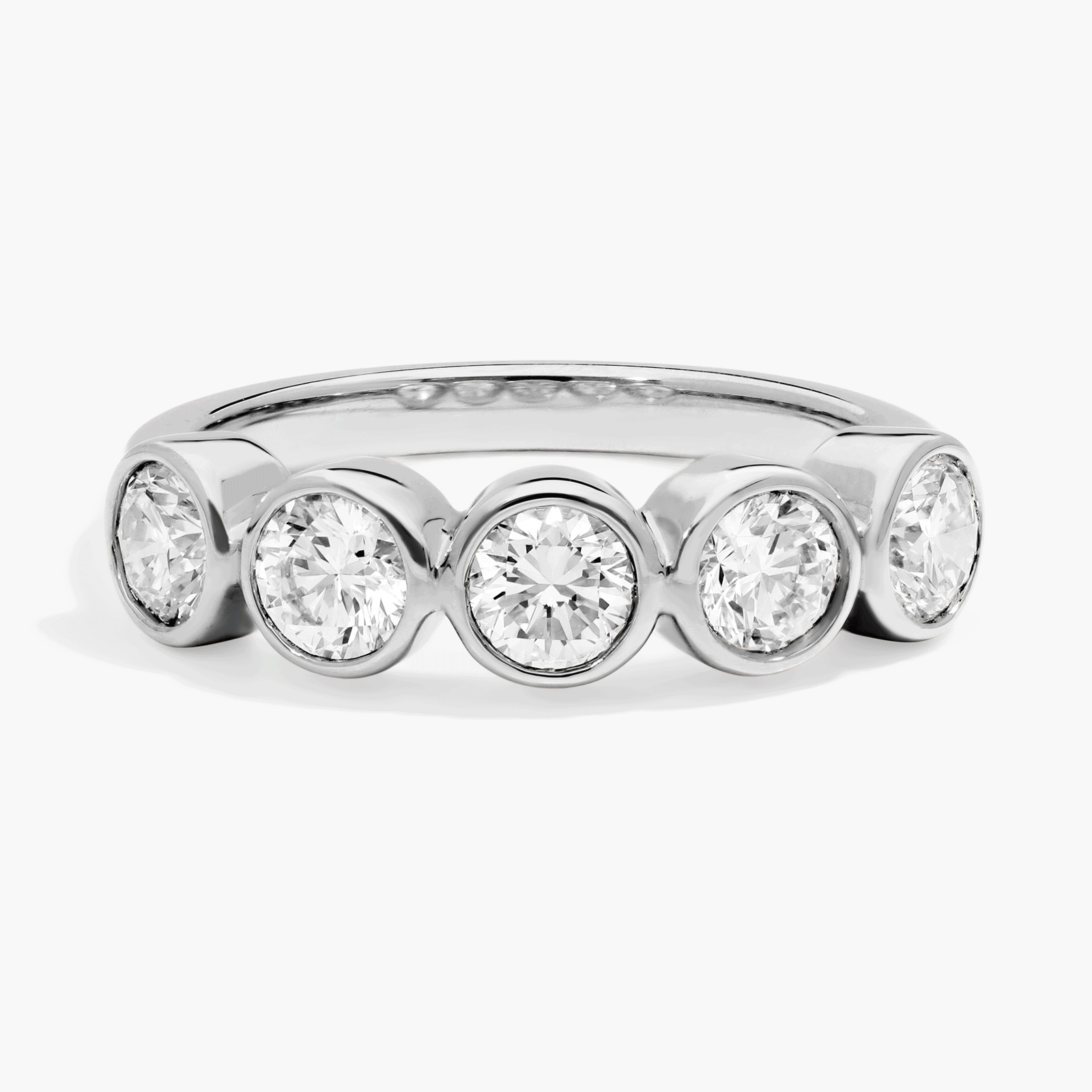 Personalized Round Cut Single Birthstone Ring With Lab-Grown Diamonds In 14K White Gold