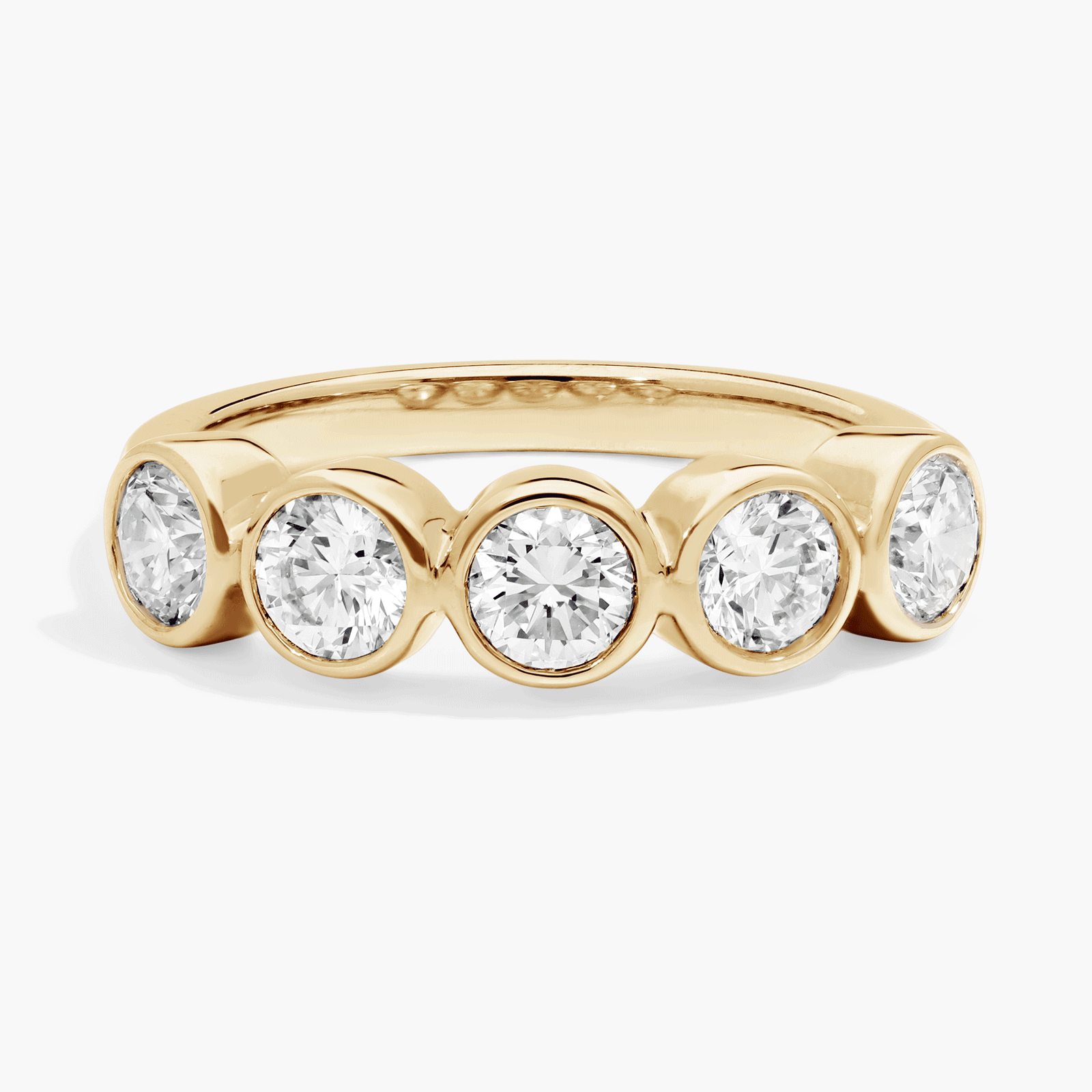 Personalized Round Cut Single Birthstone Ring With Lab-Grown Diamonds In 14K Yellow Gold