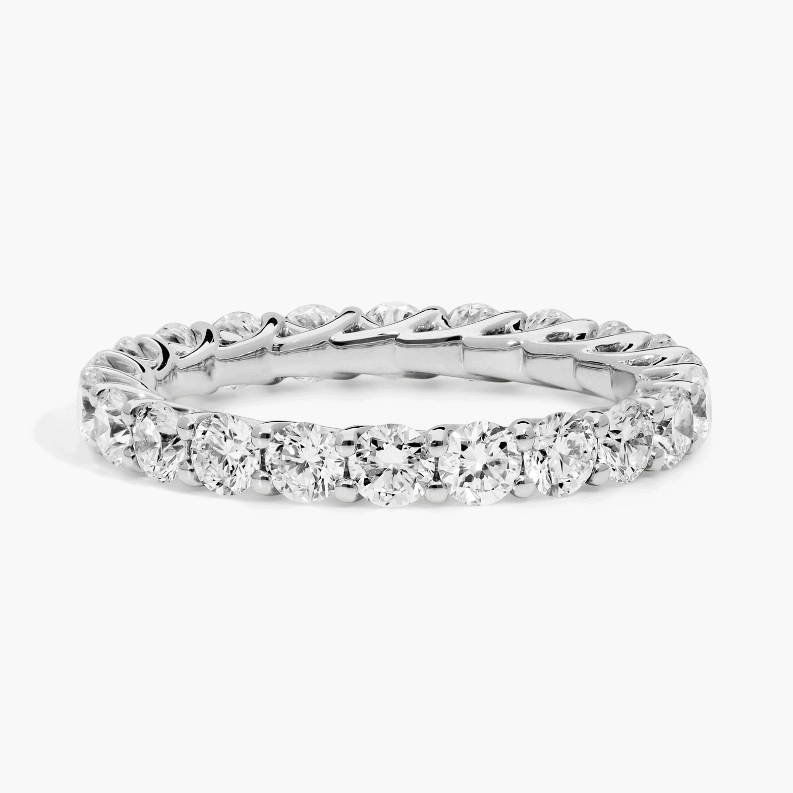 Personalized Round Cut Four Birthstone Trellis Eternity Ring With Lab-Grown Diamonds In 14K White Gold