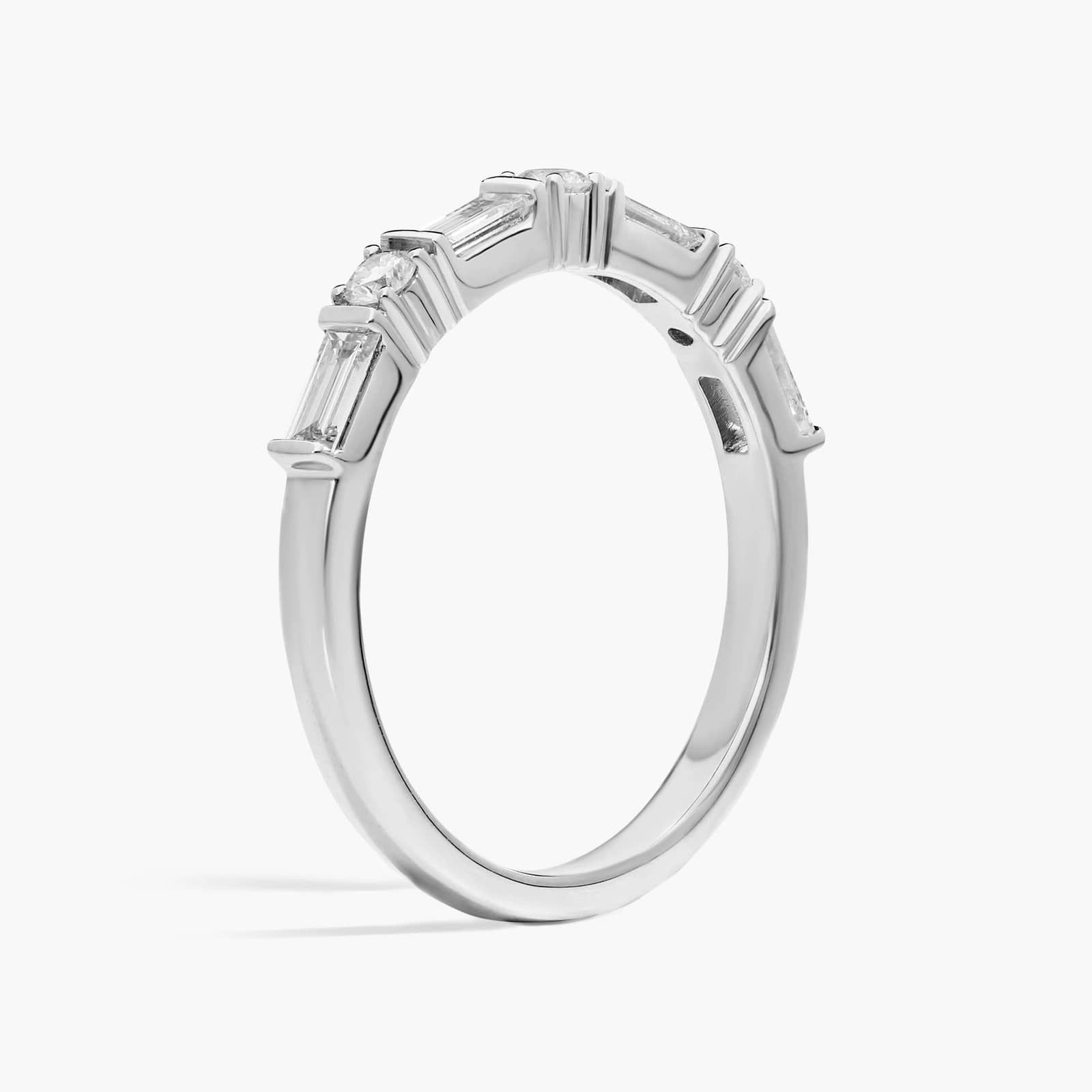 Diamond Ring With 0.75 CTW Round And Baguette Cut Lab-Grown Diamonds in 14K White Gold
