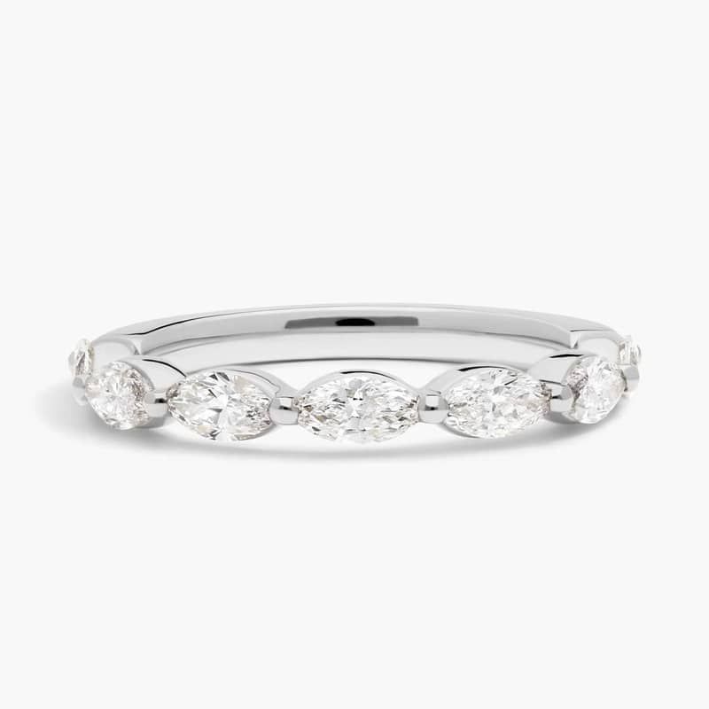 7 Stone Ring With 1 CTW Marquise Cut Lab-Grown Diamonds In 14K White Gold