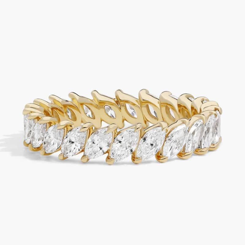 Eternity Ring With 2 CTW Marquise Cut Lab-Grown Diamonds In 14K Yellow Gold