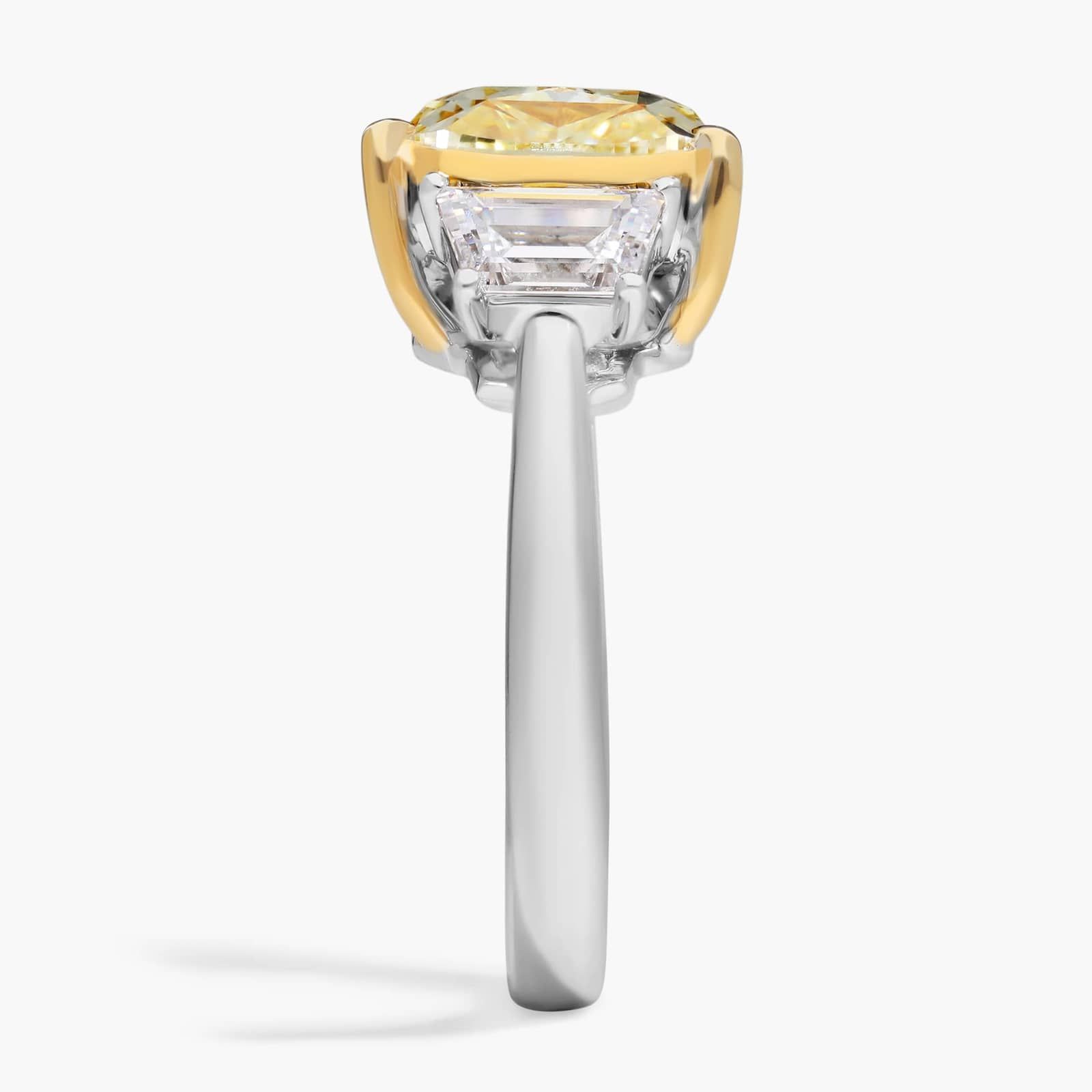 White And Yellow Diamond Ring with 7 CTW Mixed Shape Diamonds in Platinum & 18K Yellow Gold