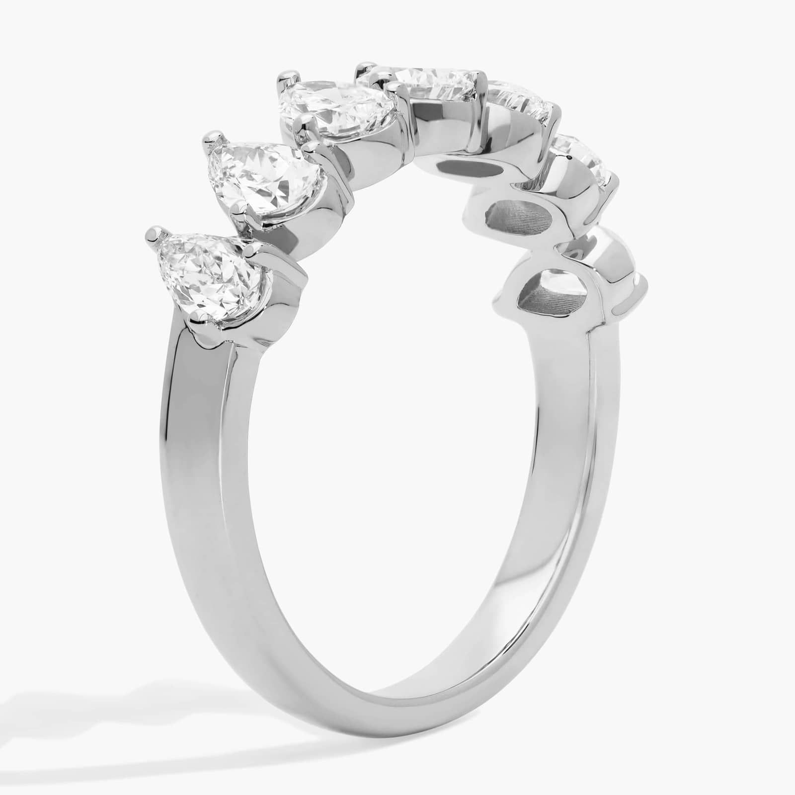 Diamond Cluster Ring with 1 CTW Pear Shaped Lab-Grown Diamonds in 14K White Gold