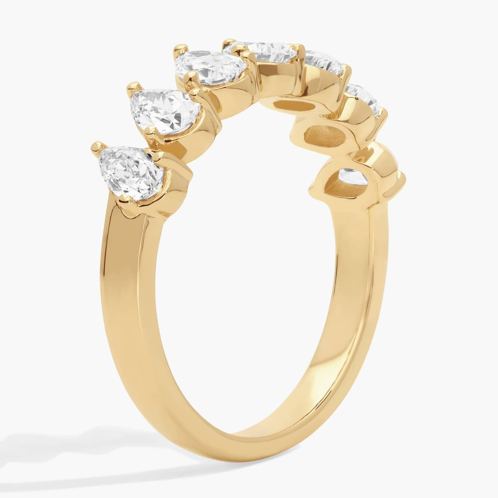Diamond Cluster Ring with 1 CTW Pear Shaped Lab-Grown Diamonds in 14K Yellow Gold