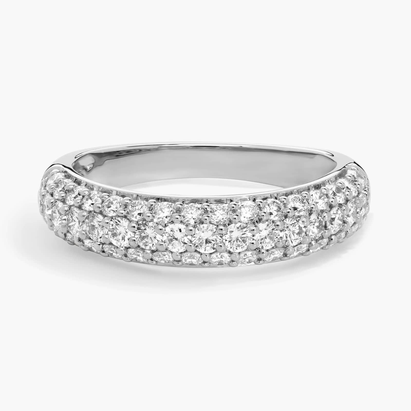 Three Row Diamond Ring with 1 CTW Round Cut Lab-Grown Diamonds in 14K White Gold