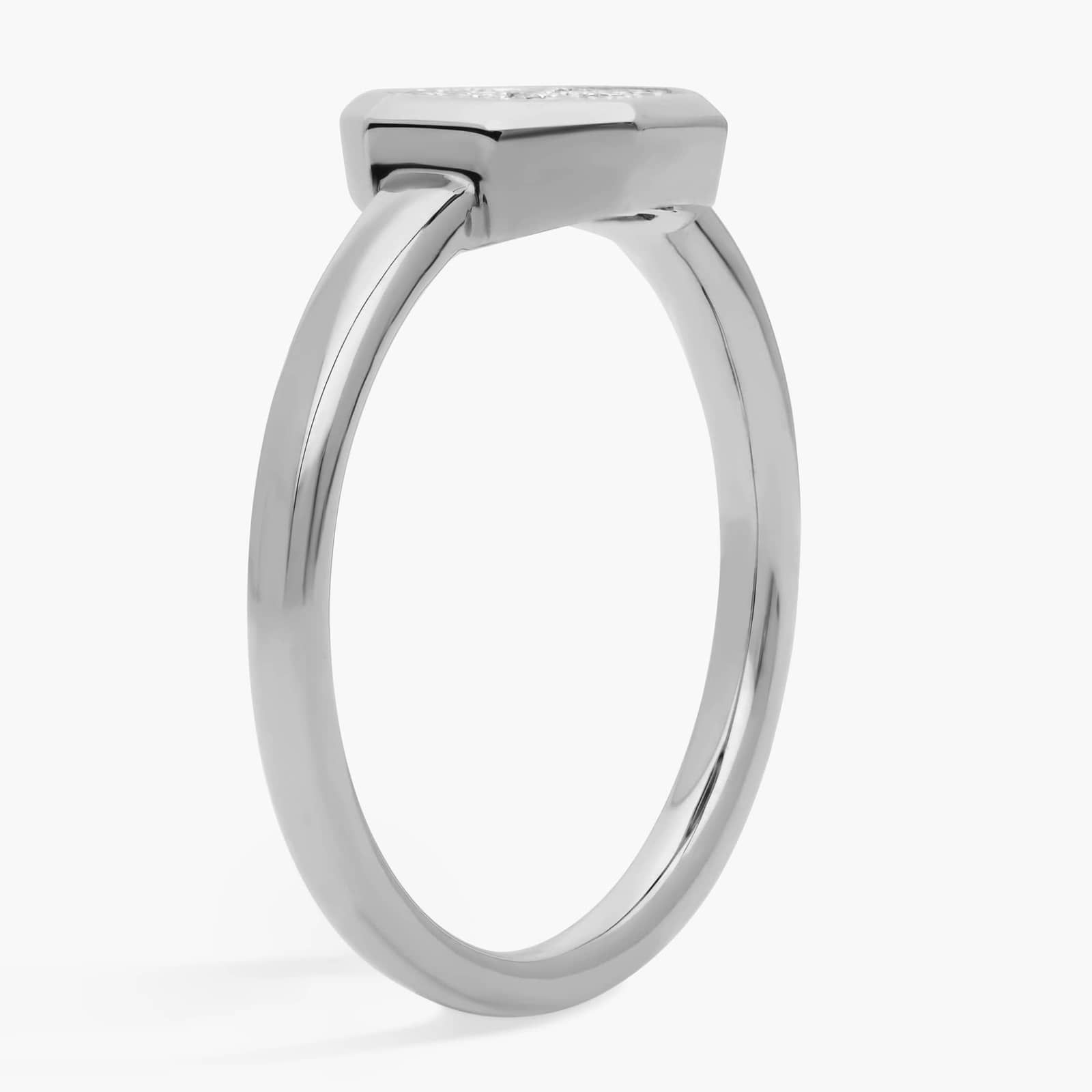 Octagon Ring with 0.1 CTW Round Cut Lab-Grown Diamonds in 14K White Gold