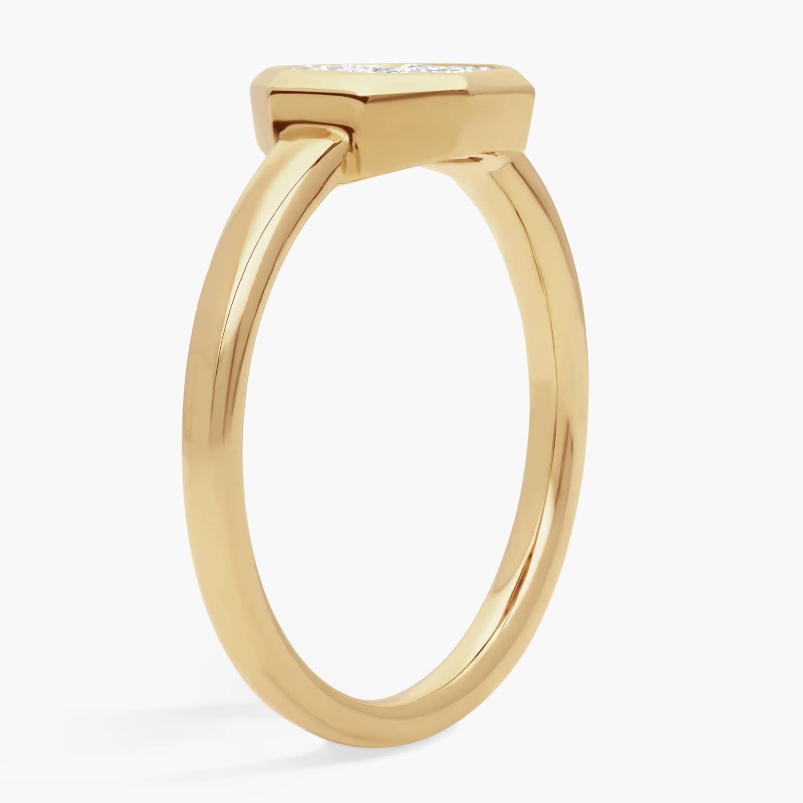 Octagon Ring with 0.1 CTW Round Cut Lab-Grown Diamonds in 14K Yellow Gold