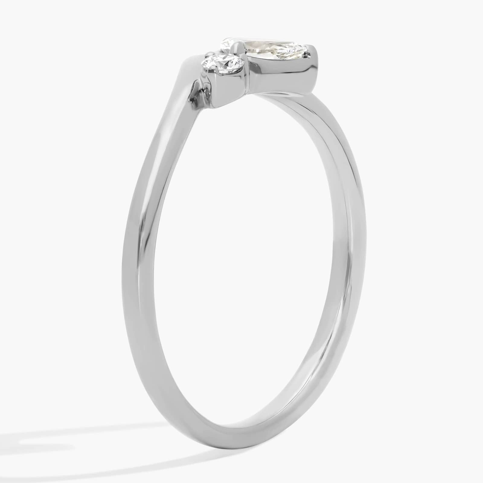 Diamond Fashion Ring with 0.2 CTW Pear and Round Cut Lab-Grown Diamonds in 14K White Gold