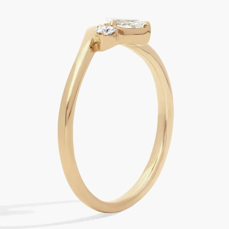 Diamond Fashion Ring with 0.2 CTW Pear and Round Cut Lab-Grown Diamonds in 14K Yellow Gold