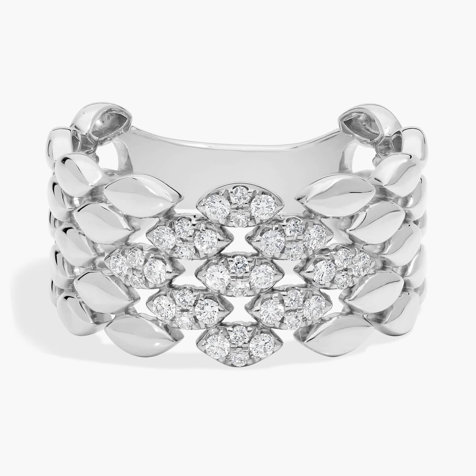 Diamond Fashion Ring with Round Cut Diamonds in 14K White Gold