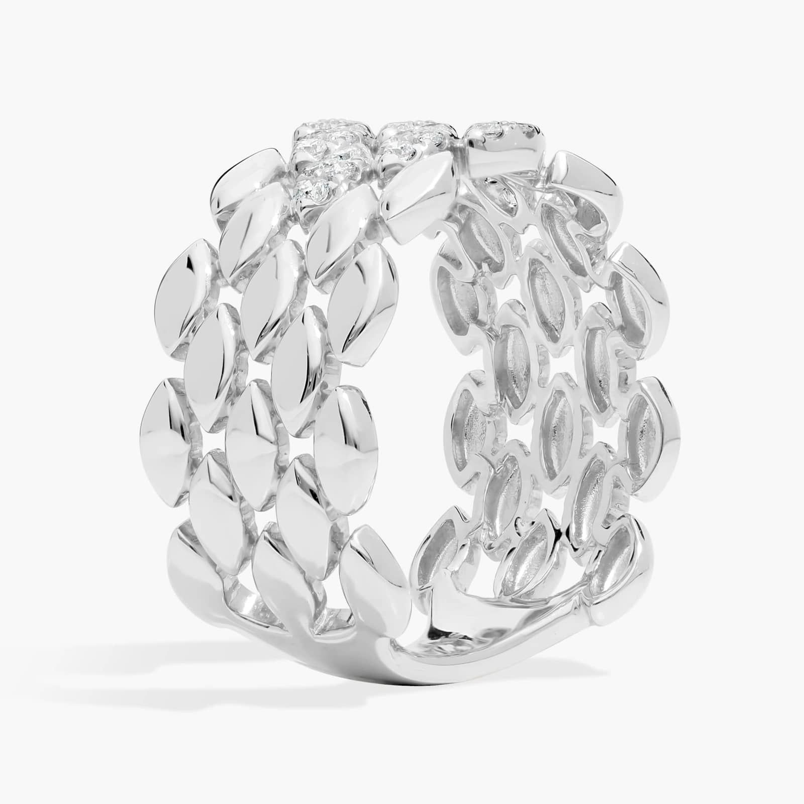 Diamond Fashion Ring with Round Cut Diamonds in 14K White Gold