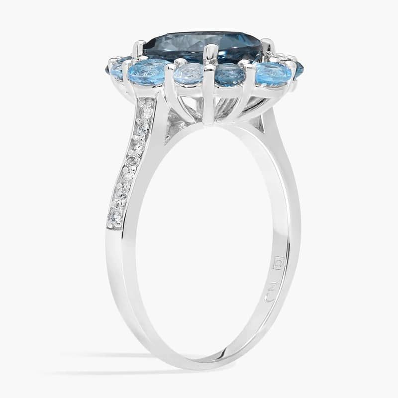Oval Blue Topaz Ring in Sterling Silver