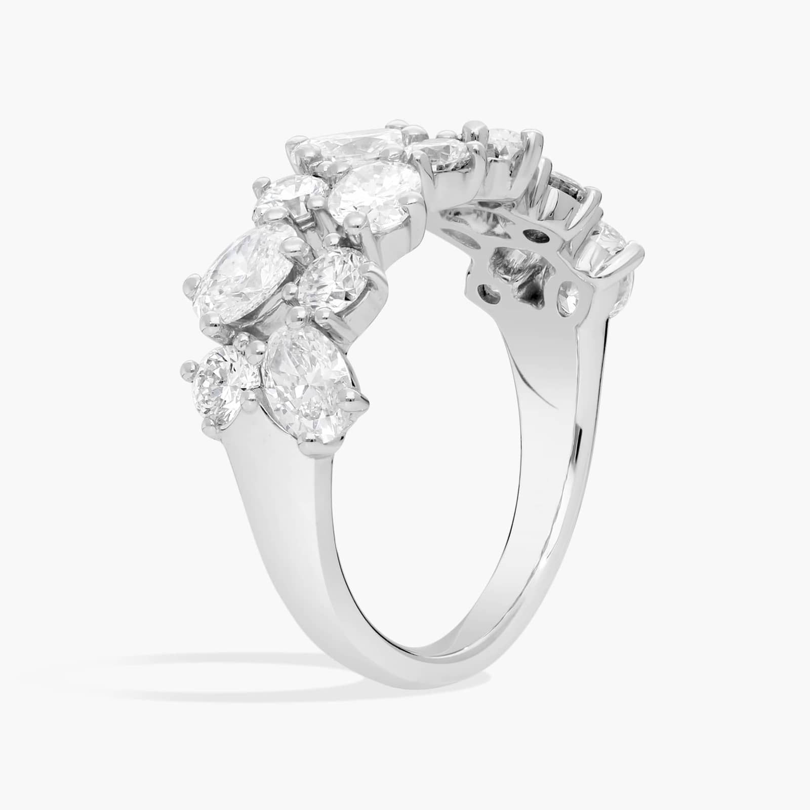 Multi-Shape Diamond Cluster Ring with 1.75 CTW Round and Oval Cut Lab-Grown Diamonds in 14K White Gold