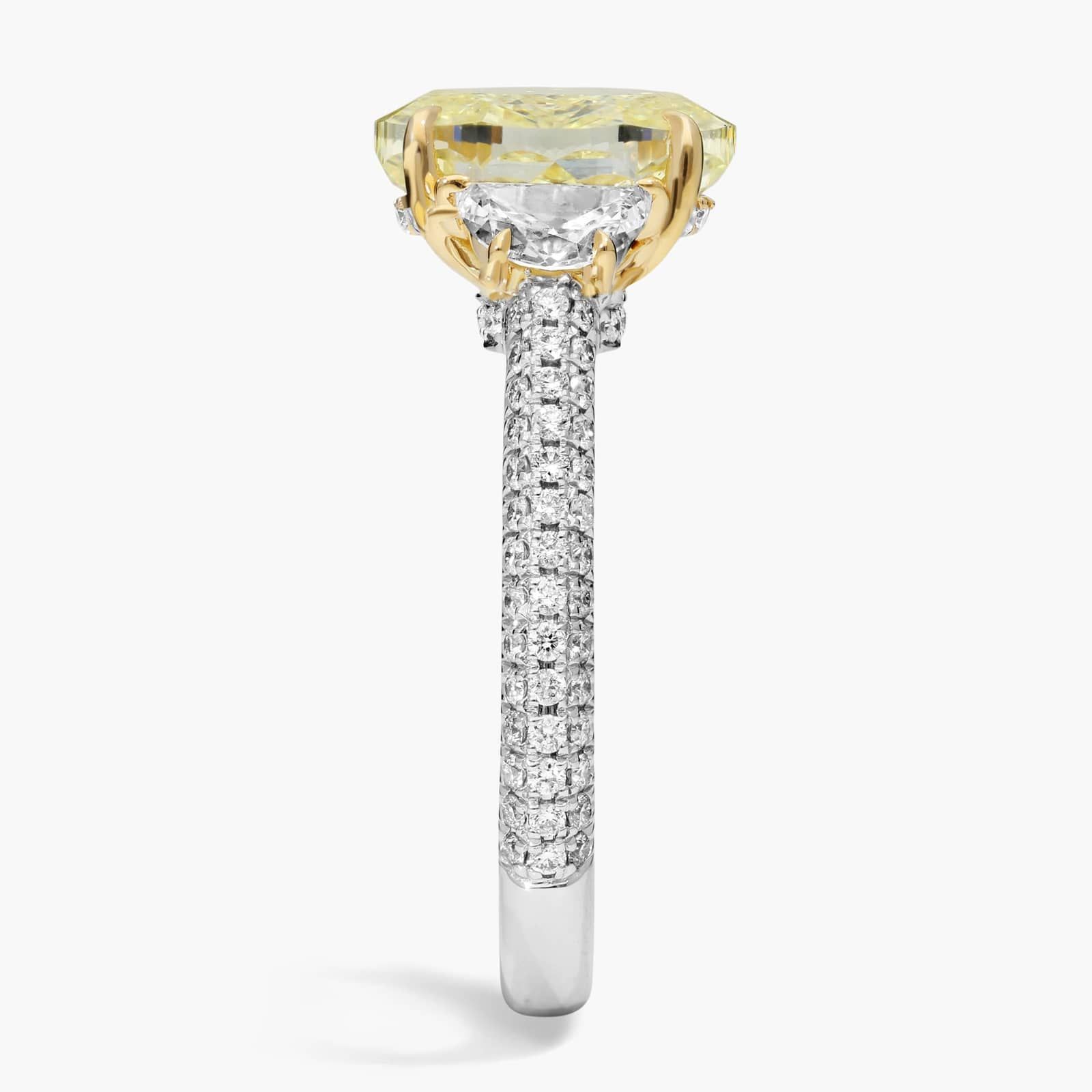 White And Yellow Diamond Ring With 4 CTW Mixed Shape Diamonds In 18K Yellow Gold And Platinum