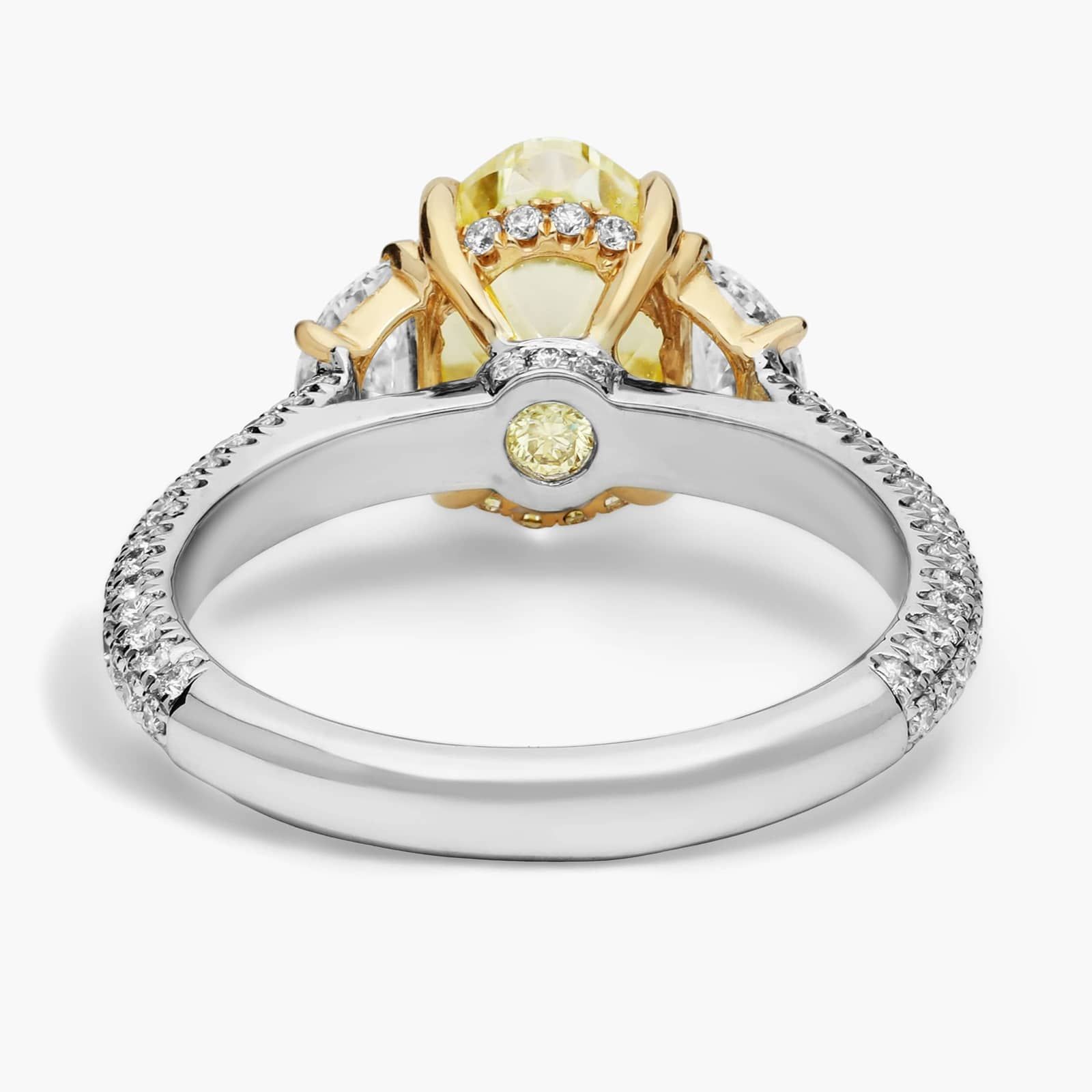 White And Yellow Diamond Ring With 4 CTW Mixed Shape Diamonds In 18K Yellow Gold And Platinum