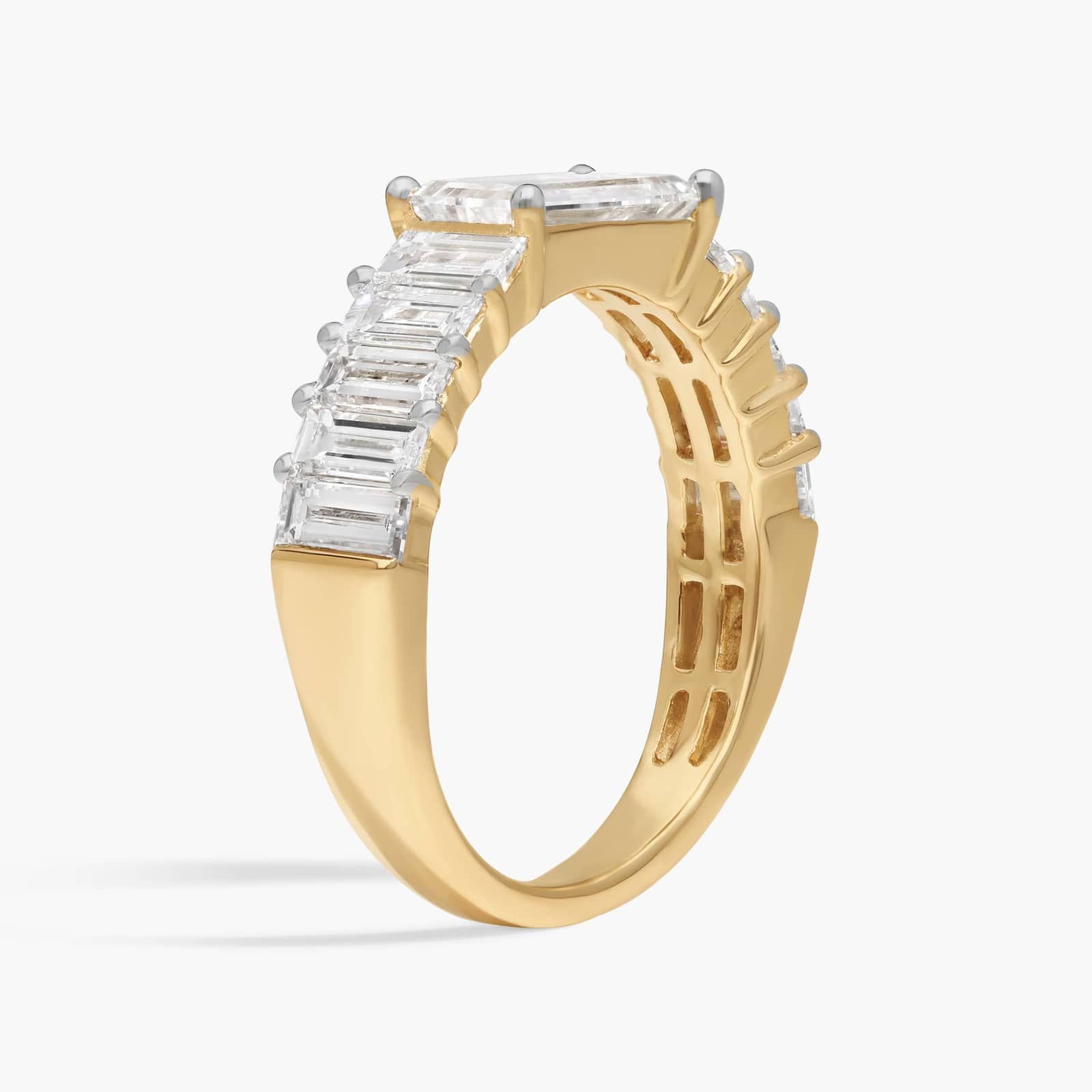 Baguette Cut Lab-Grown Diamond Ring 14K Yellow Gold