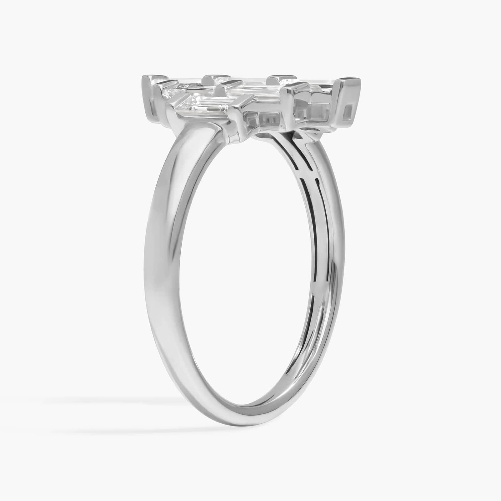 Baguette Cut Lab-Grown Diamond Fashion Ring 14K White Gold