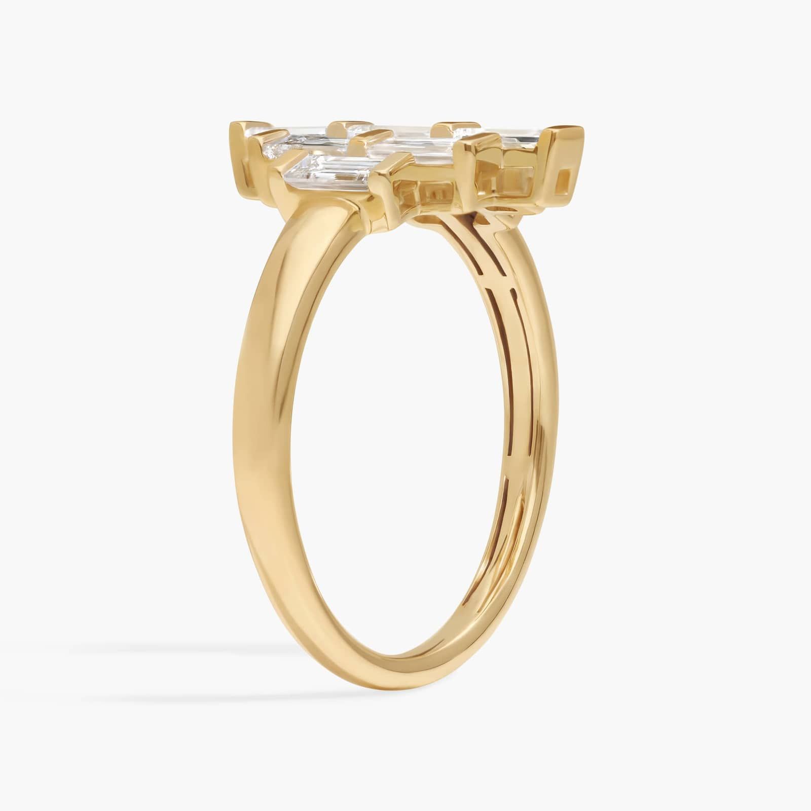 Baguette Cut Lab-Grown Diamond Fashion Ring 14K Yellow Gold