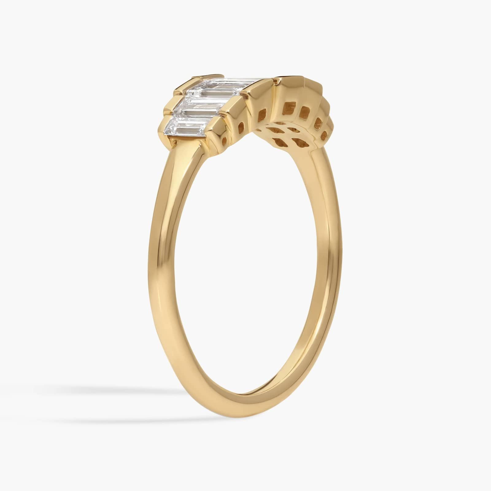 Graduating Baguette Cut Lab-Grown Diamond Ring 14K Yellow Gold