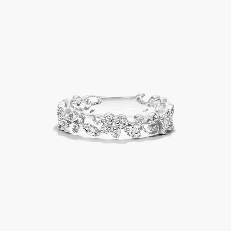 Vine Motif Diamond Ring In 14K White Gold By James Allen