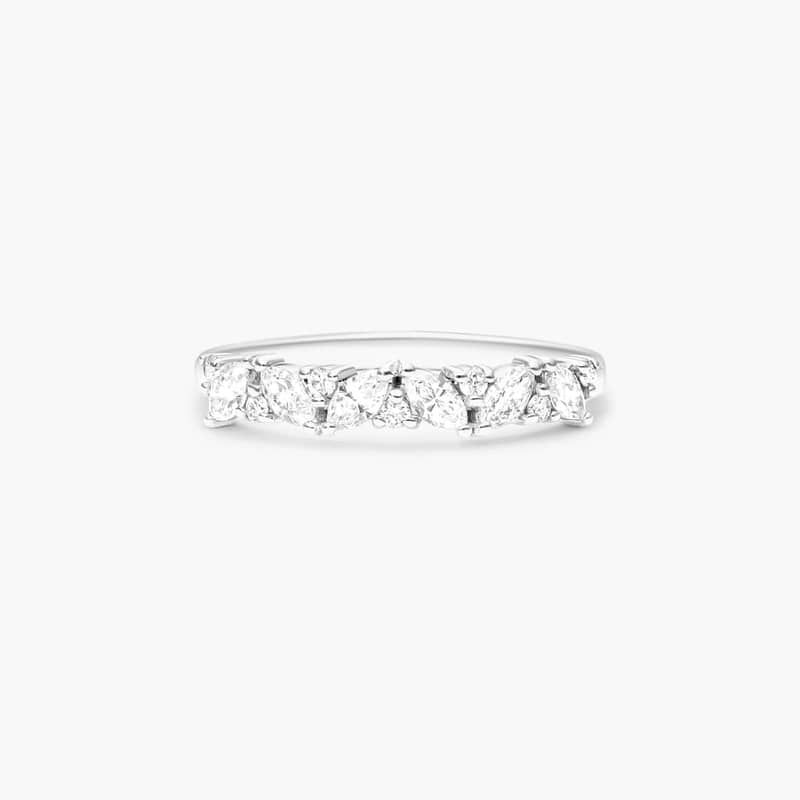Array Marquise And Round Diamond Ring In 14K White Gold