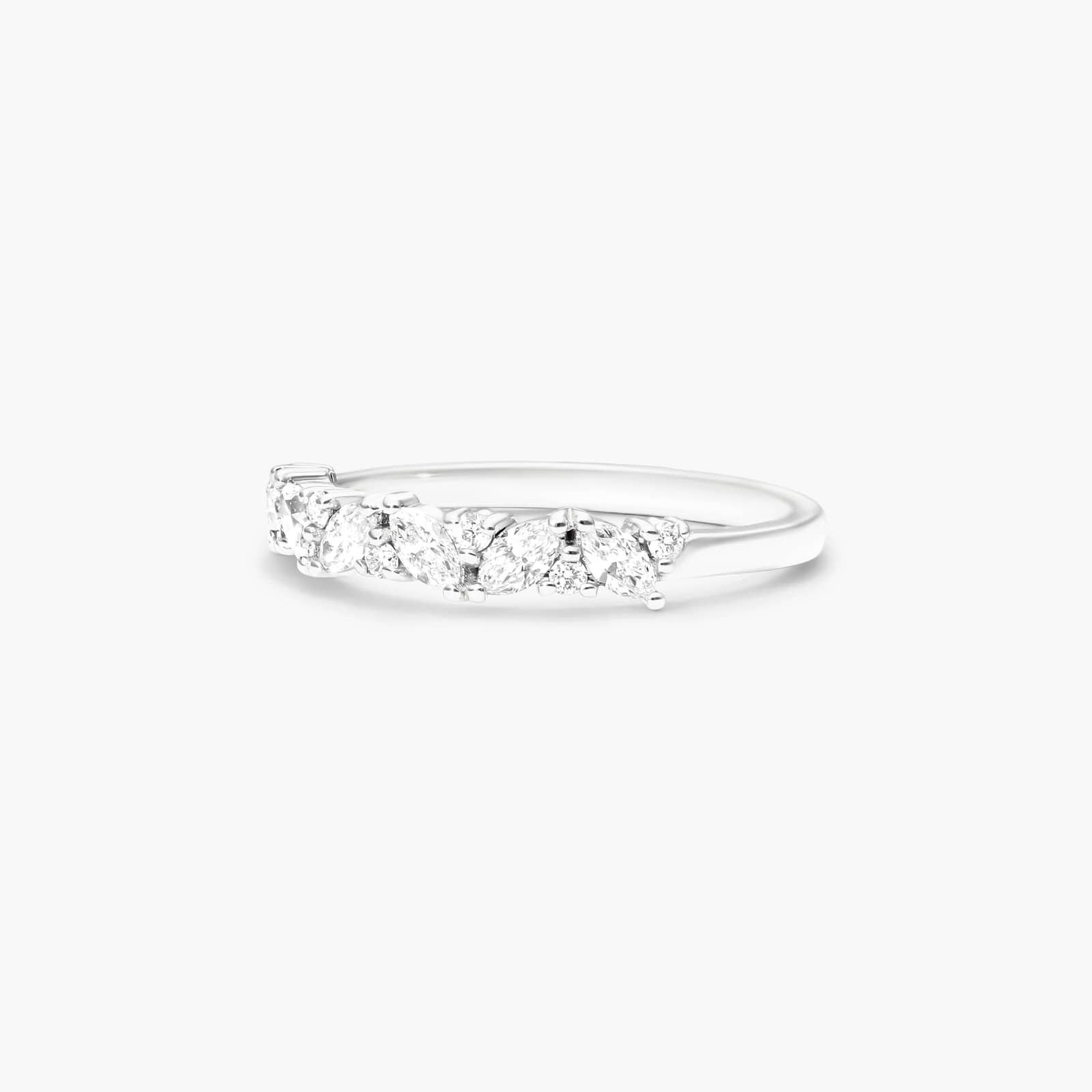 Array Marquise And Round Diamond Ring In 14K White Gold