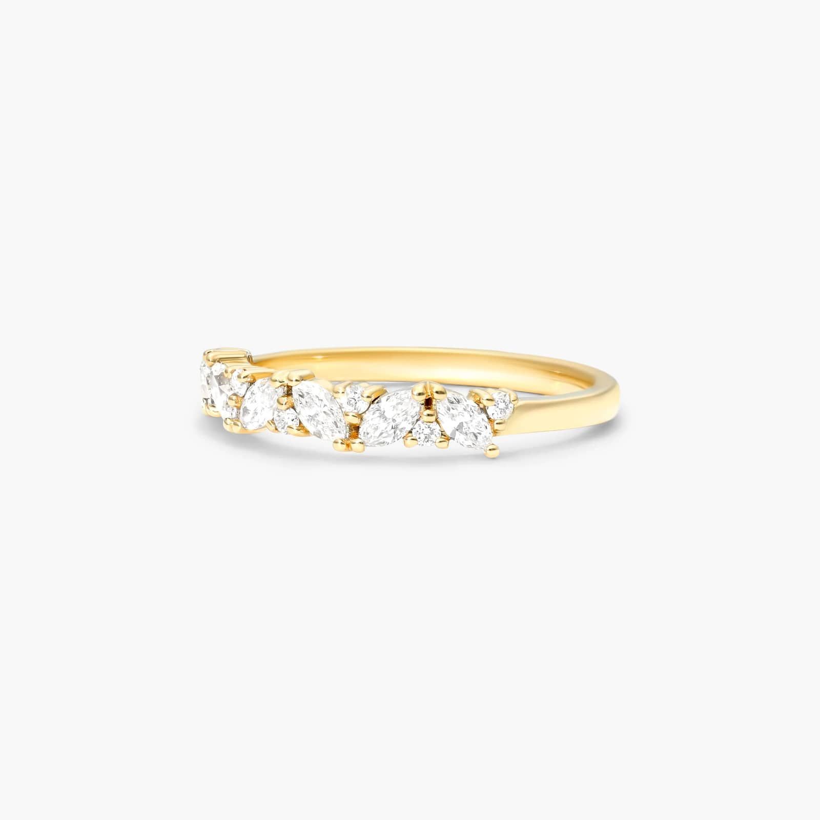 Array Marquise And Round Diamond Ring In 14K Yellow Gold