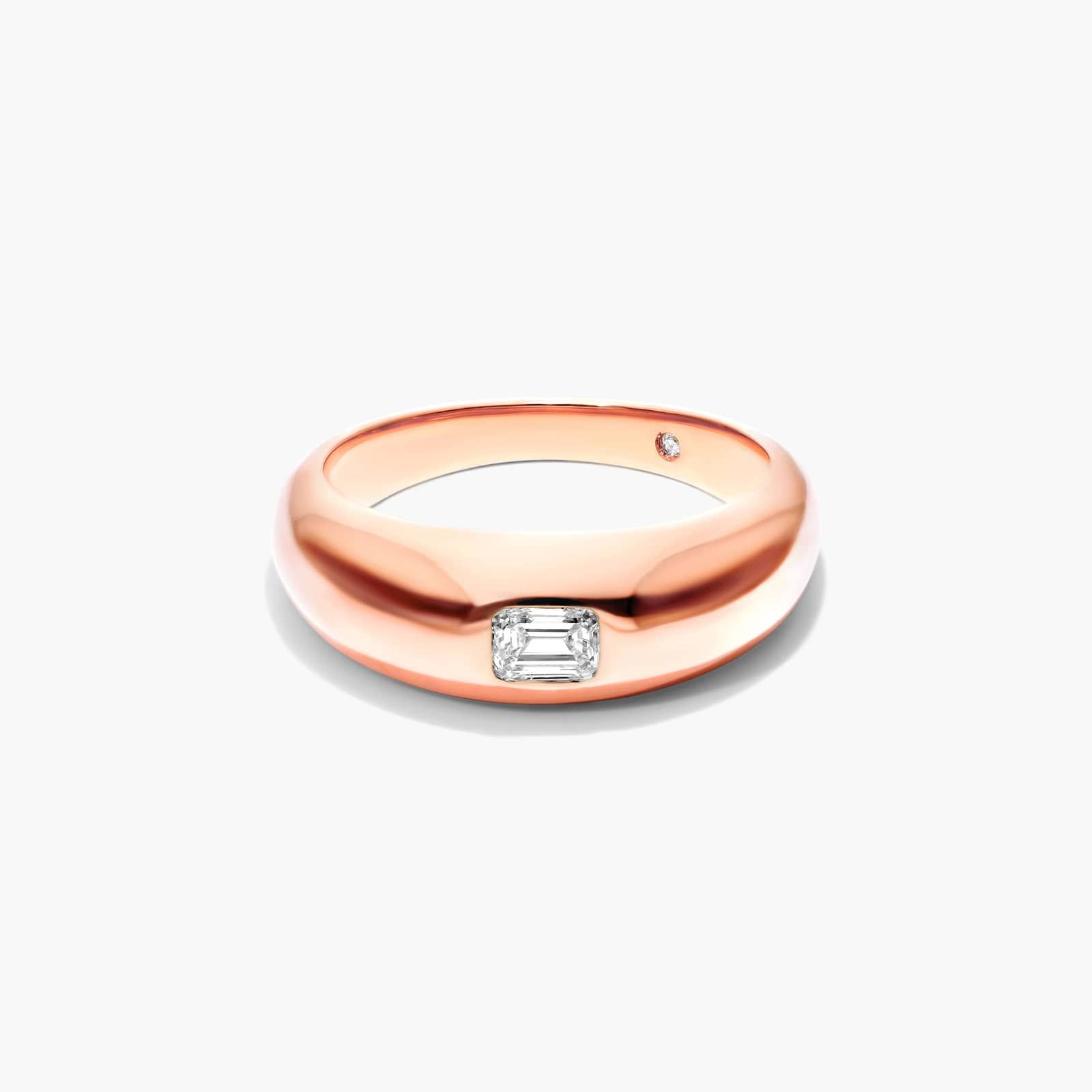 Emerald Cut Diamond Dome Ring In 14K Rose Gold