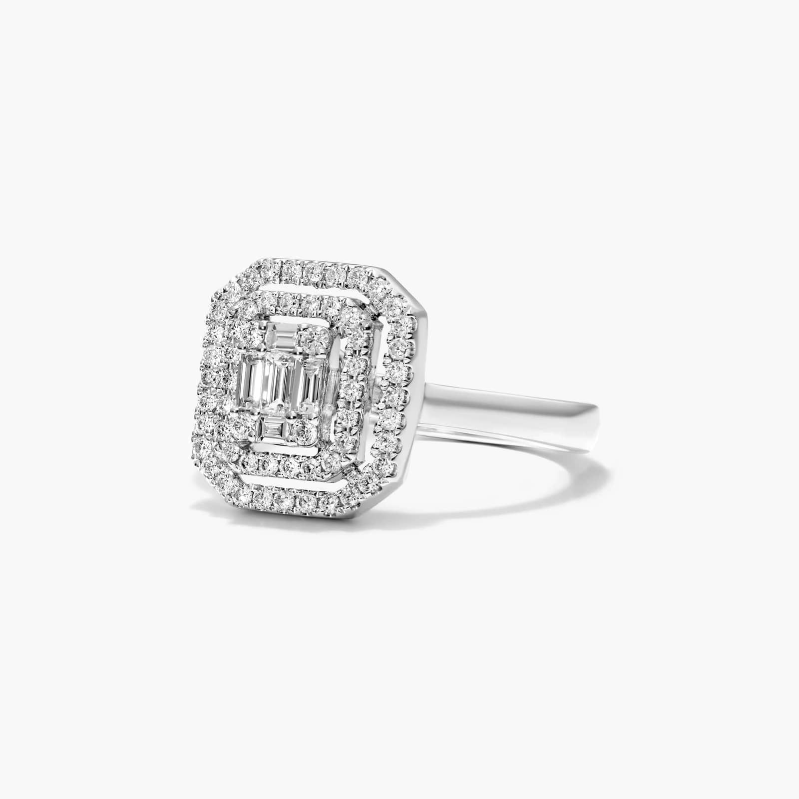 Grand Composite Cocktail Diamond Ring In 14K White Gold