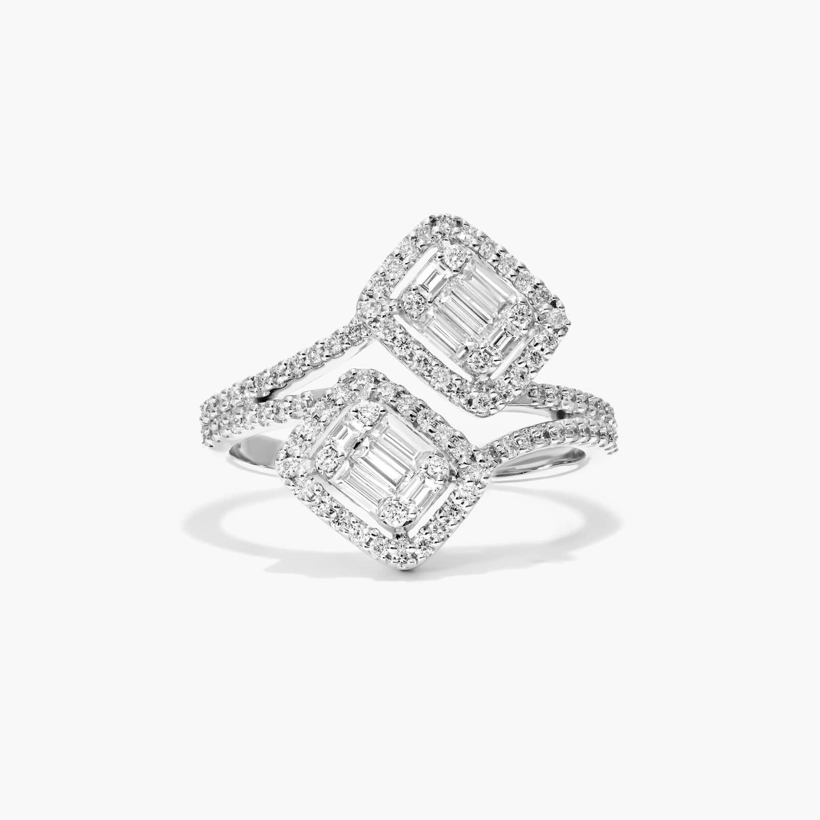 Bypass Composite Diamond Ring In 14K White Gold