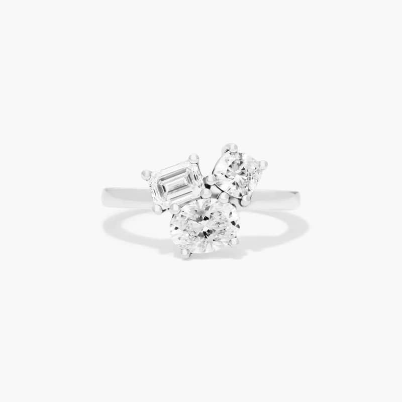 Fancy Cluster Lab-Grown Diamond Ring In 14K White Gold