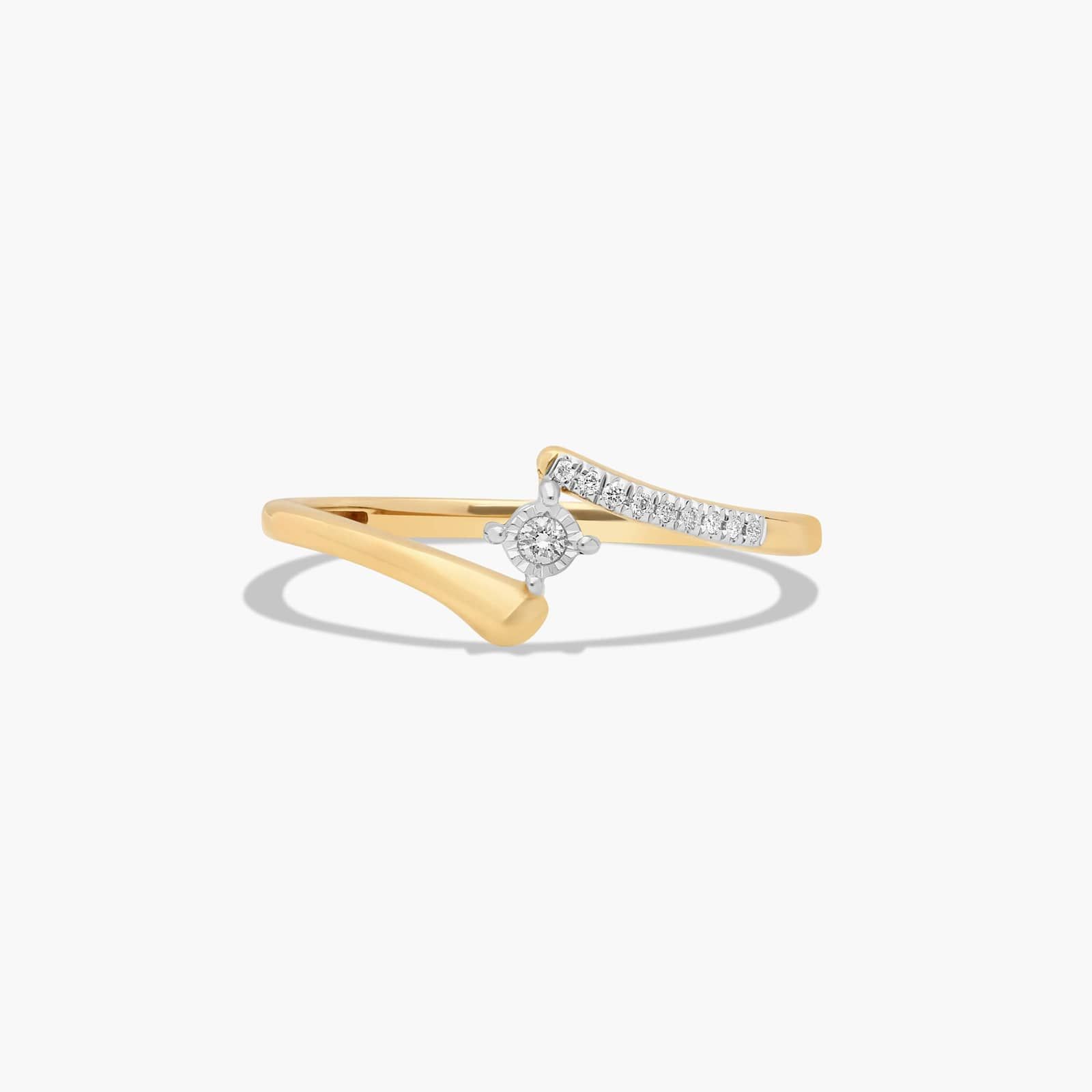 Dainty Diamonds Partial Pavé Tension Ring In 14K Yellow Gold
