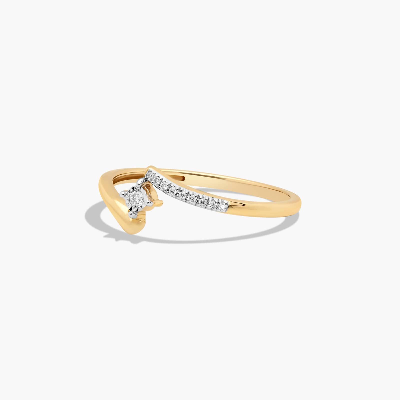 Dainty Diamonds Partial Pavé Tension Ring In 14K Yellow Gold