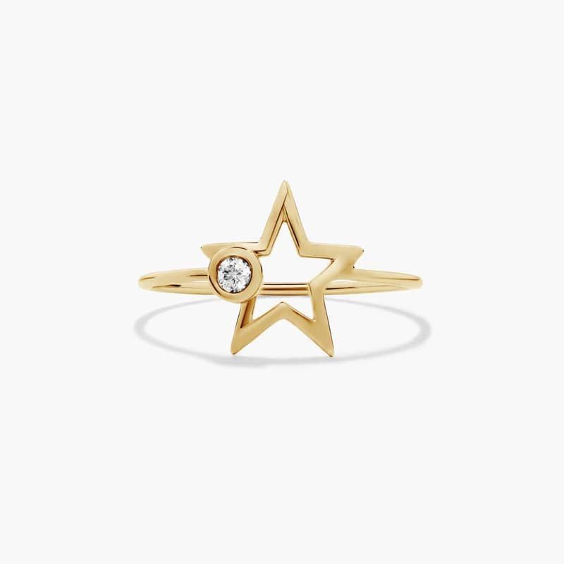 Dainty Diamonds Star Detail Ring In 14K Yellow Gold By James Allen