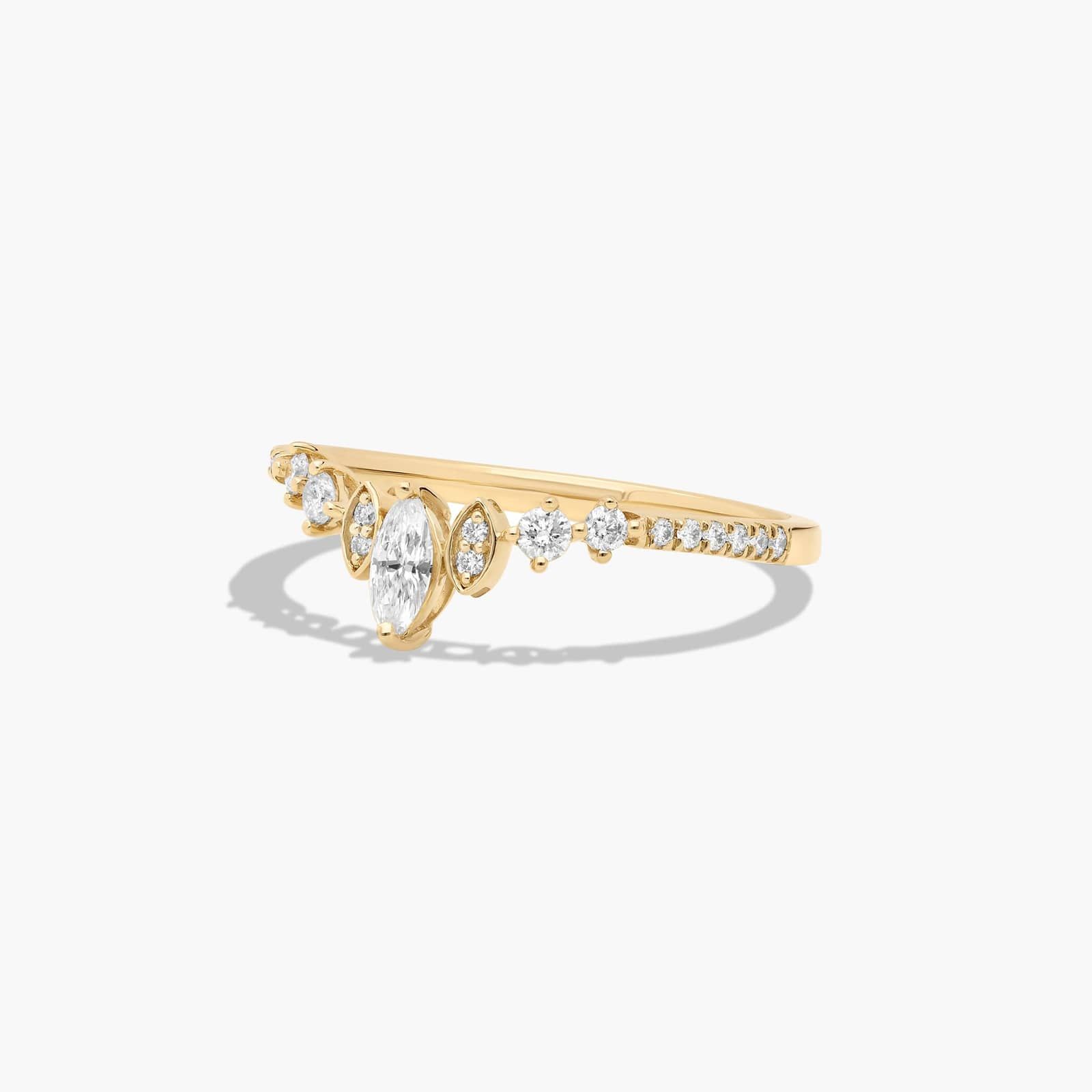 Dainty Diamonds Graduating Sidestone Pavé Stack Ring In 14K Yellow Gold
