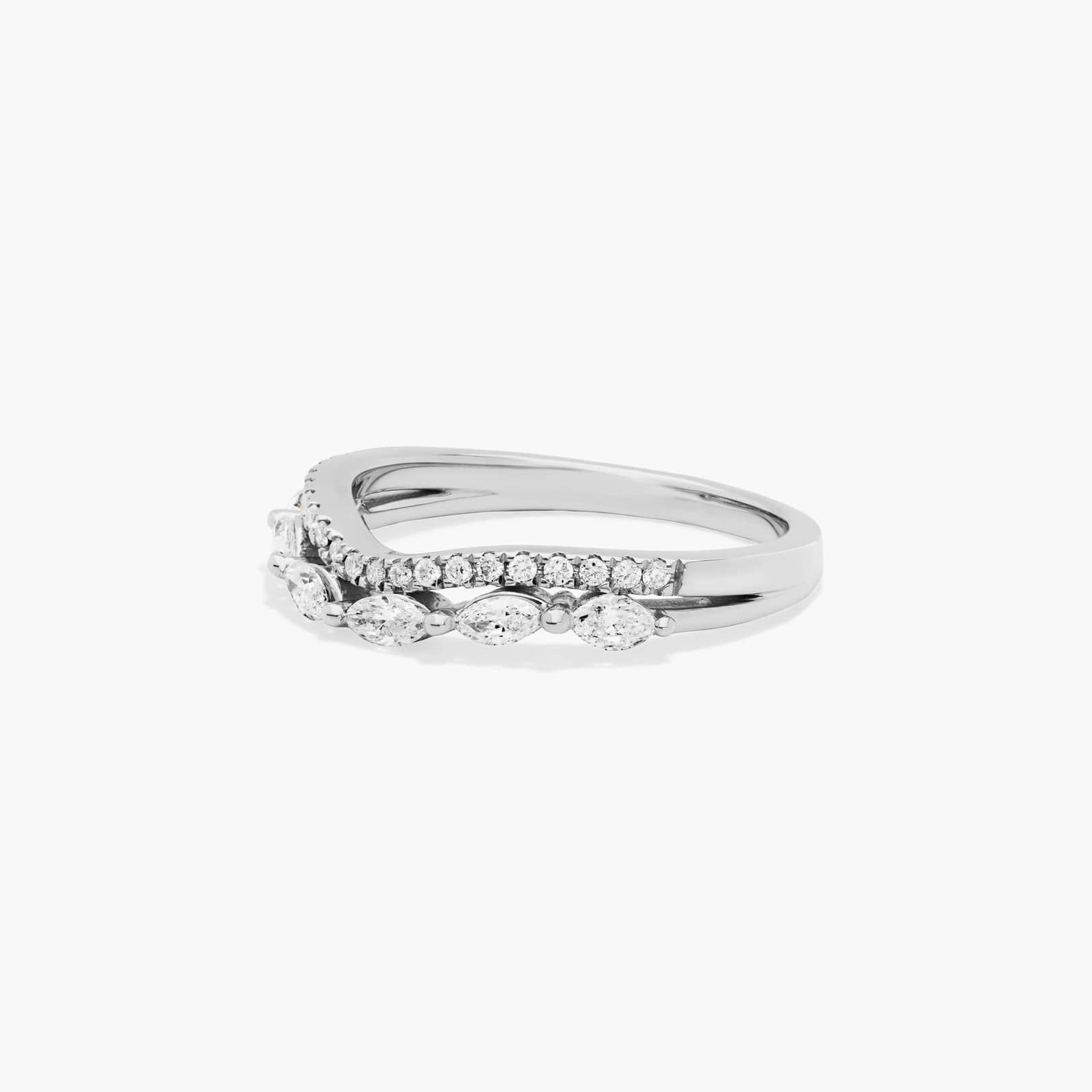 Dainty Diamonds Two Row Pavé Stack Ring In 14K White Gold