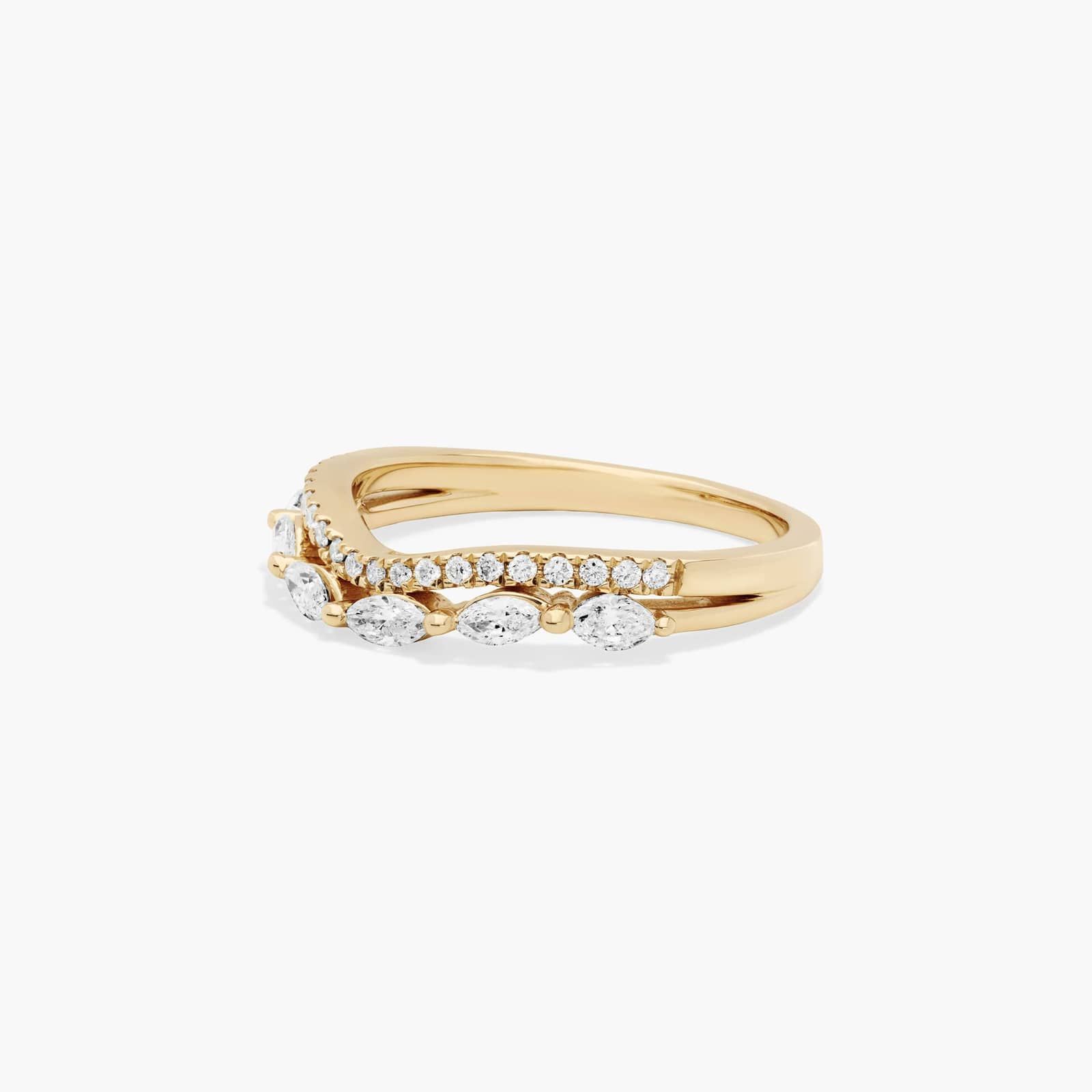 Dainty Diamonds Two Row Pavé Stack Ring In 14K Yellow Gold