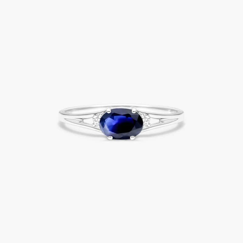 Oval Sapphire And Diamond Accent Birthstone Ring In 14K White Gold By James Allen