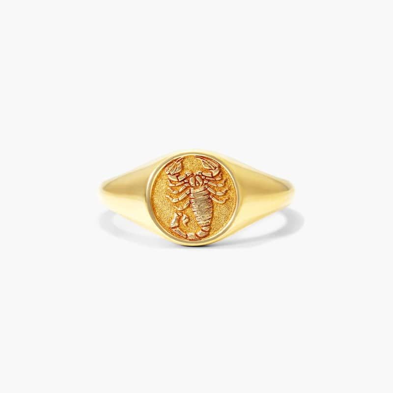 Scorpio Zodiac Signet Ring In 14K Yellow Gold